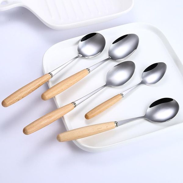pcs spoon sets stainless steel table set wooden handle round shape coffee dinner/dessert tea spoons drop
pcs spoon sets stainless steel table set wooden handle round shape coffee dinner/dessert tea spoons drop