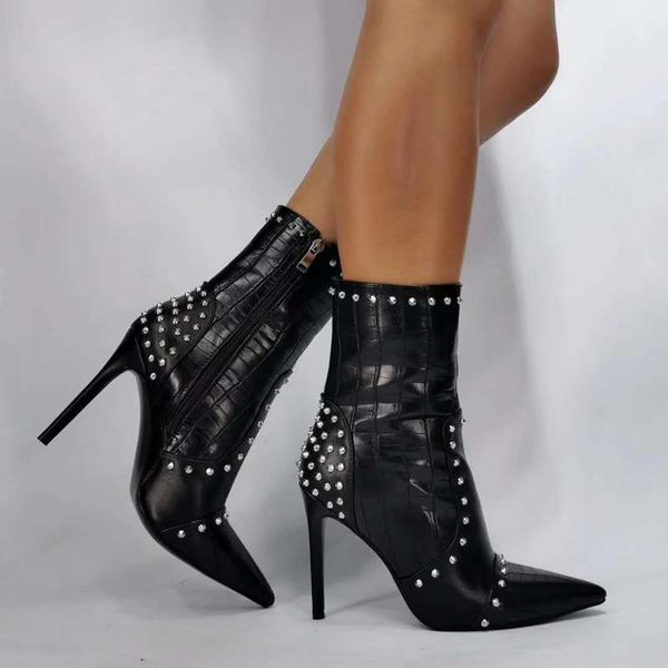 boots shofoo shoes,fashion women's boots, pu, rivet decoration, about 11cm high heel ankle boots. party, Black
boots shofoo shoes,fashion women's boots, pu, rivet decoration, about 11cm high heel ankle boots. party, Black