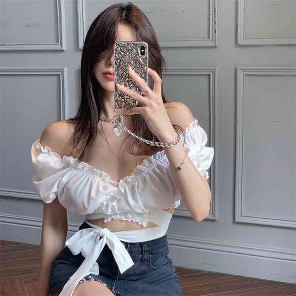 french bow puff sleeve shirt blouse women's summer design niche short one-shoulder short-sleeved 210529, White
french bow puff sleeve shirt blouse women's summer design niche short one-shoulder short-sleeved 210529, White