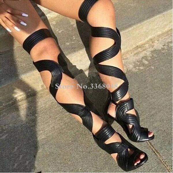 boots summer fashion lace-up thigh high woman boot over knee leather gladiator cut out sandal heel strappy shoes, Black
boots summer fashion lace-up thigh high woman boot over knee leather gladiator cut out sandal heel strappy shoes, Black