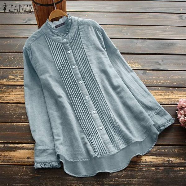 women's blouses & shirts zanzea casual long sleeve spring blsuas vintage solid women pleated denim female tunic ruffles plus size chemi, White
women's blouses & shirts zanzea casual long sleeve spring blsuas vintage solid women pleated denim female tunic ruffles plus size chemi, White