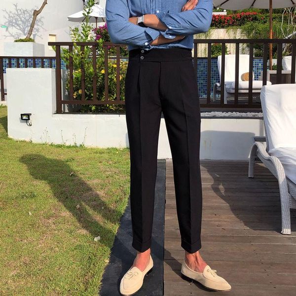 men's suits & blazers spring business dress pants men solid color trousers british casual slim suit high waist straight o365, White;black
men's suits & blazers spring business dress pants men solid color trousers british casual slim suit high waist straight o365, White;black