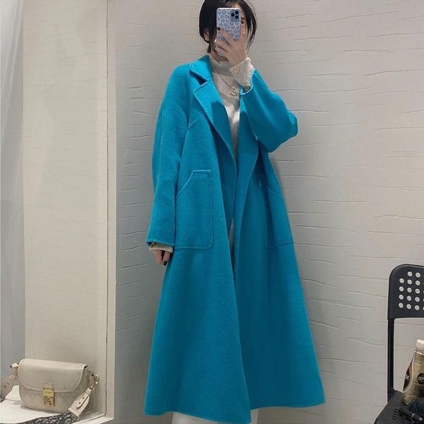 women's wool & blends women long coat open stitch loose woolen overcoat female lapel collar outerwear pockets solid color jacket, Black
women's wool & blends women long coat open stitch loose woolen overcoat female lapel collar outerwear pockets solid color jacket, Black