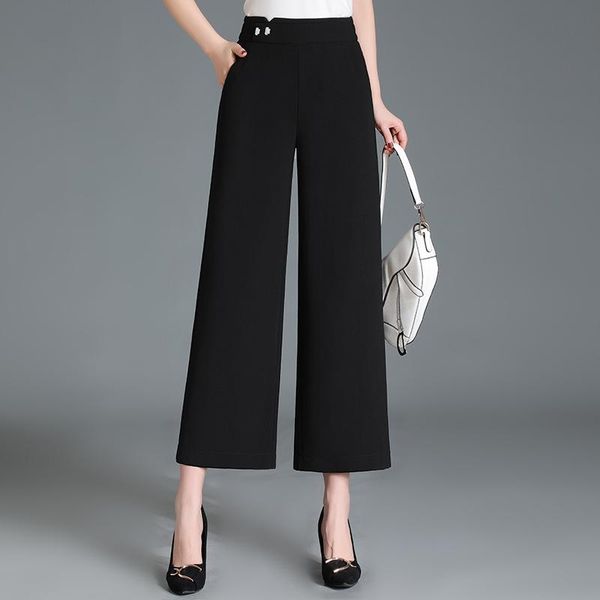 women's pants & capris korean style high waist black wide leg 2021summer women plus size elegant fashion loose casual straight trousers, Black;white
women's pants & capris korean style high waist black wide leg 2021summer women plus size elegant fashion loose casual straight trousers, Black;white