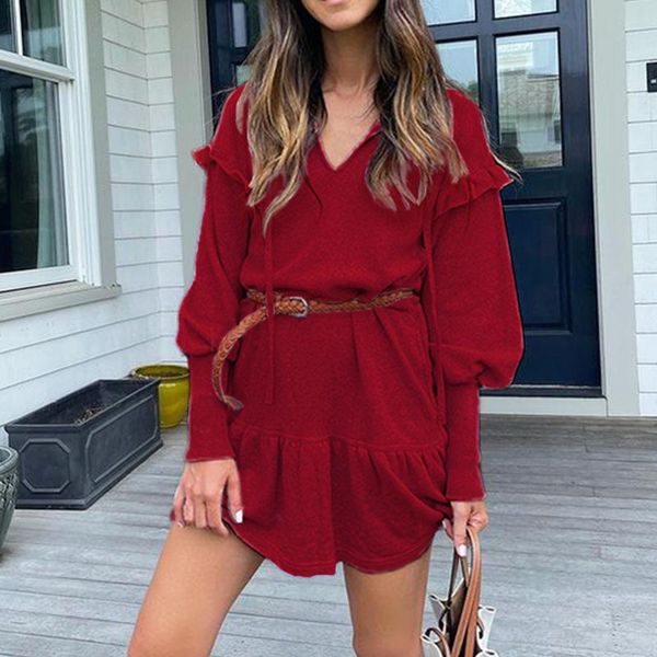 casual dresses elegant long sleeve loose mini dress fashion women v neck solid party autumn winter ruffle a-line vestidos, Black;gray
casual dresses elegant long sleeve loose mini dress fashion women v neck solid party autumn winter ruffle a-line vestidos, Black;gray
