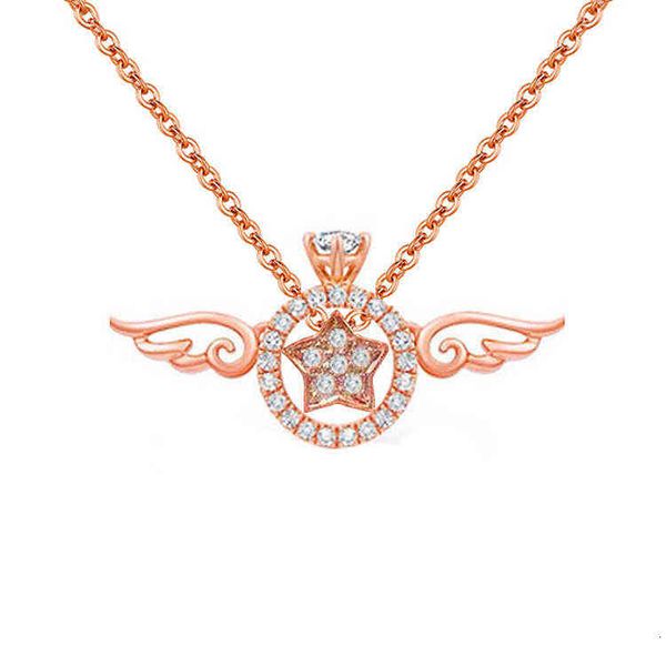 magic bb ring necklace plated with 18k rose golden zhou family angel wing ring pendant women's simple fashion clavicle chain, Silver
magic bb ring necklace plated with 18k rose golden zhou family angel wing ring pendant women's simple fashion clavicle chain, Silver