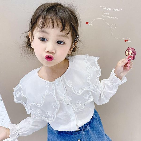 kids lace blouses long sleeves little girls shirts turn-down solid white sleeve children's clothing for 2-8 years, White;black
kids lace blouses long sleeves little girls shirts turn-down solid white sleeve children's clothing for 2-8 years, White;black