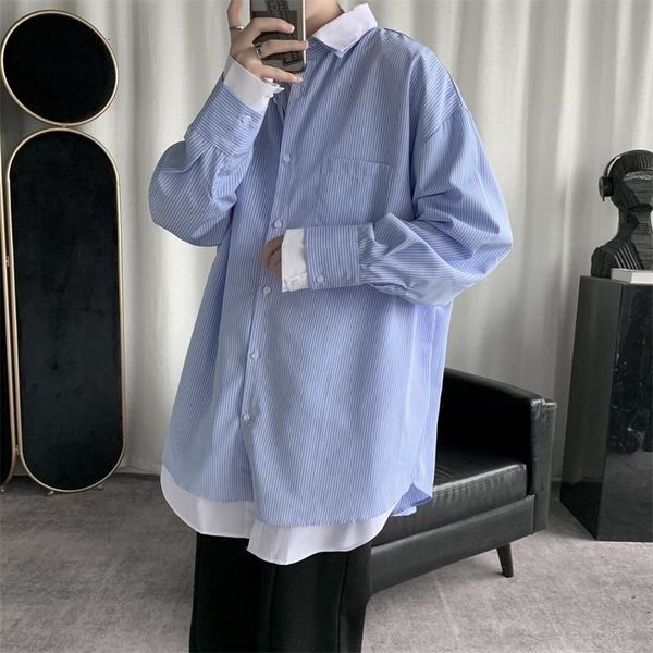 men's casual shirts autumn korean dress fashion business striped men streetwear loose fake two long sleeve mens 7yb3, White;black
men's casual shirts autumn korean dress fashion business striped men streetwear loose fake two long sleeve mens 7yb3, White;black