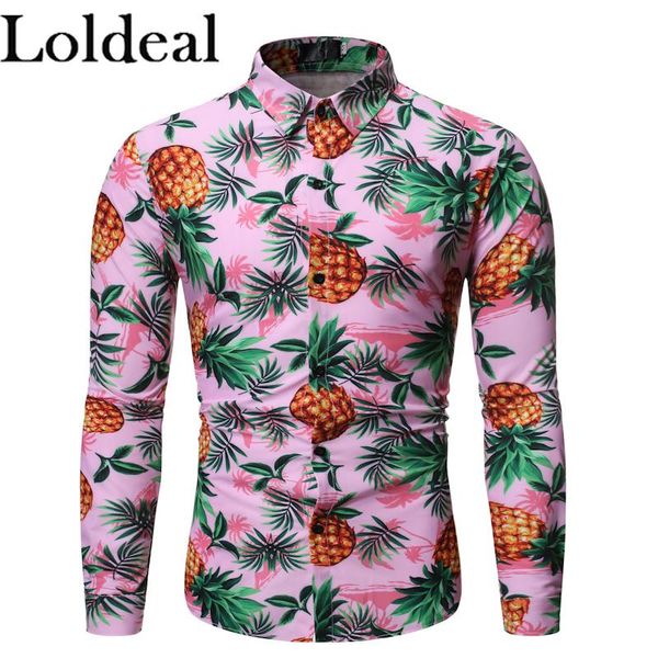 loldeal casual pineapple lapel men's long sleeve flower shirt pink shirts, White;black
loldeal casual pineapple lapel men's long sleeve flower shirt pink shirts, White;black