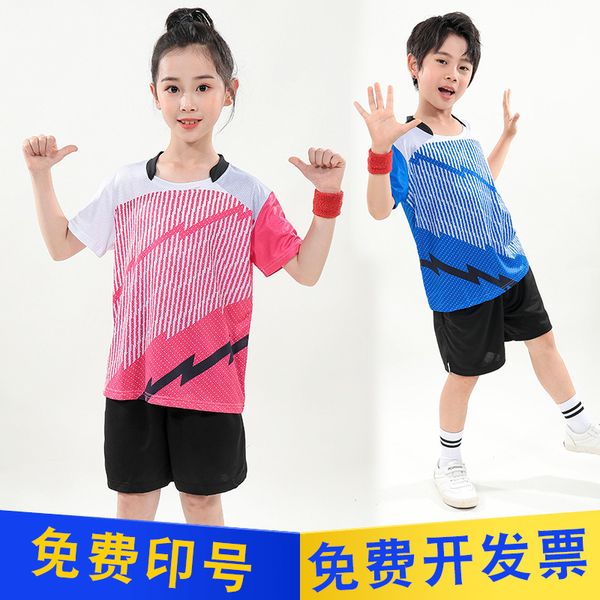 pink children's badminton suit boys and girls competition training volleyball table tennis suit short sleeve, Gray;blue
pink children's badminton suit boys and girls competition training volleyball table tennis suit short sleeve, Gray;blue