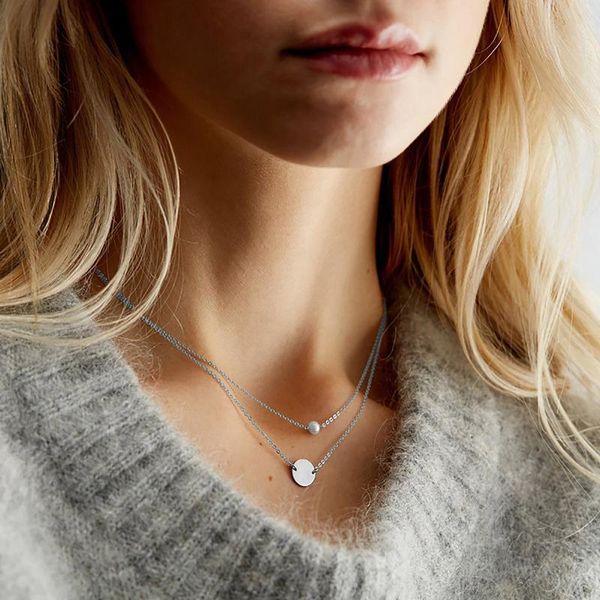 chains double layer clavicle chain round pendant necklaces for women 2021 simple jewelry accessories party gift bijoux collier femme, Silver
chains double layer clavicle chain round pendant necklaces for women 2021 simple jewelry accessories party gift bijoux collier femme, Silver