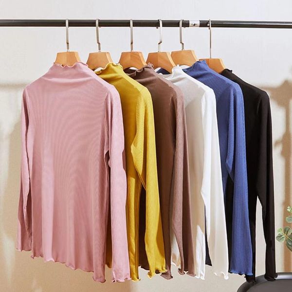 women's t-shirt women solid turtlenrck slim pullovers 2021 autumn winter long sleeve elastic basic womens clothing casual tee shirt, White
women's t-shirt women solid turtlenrck slim pullovers 2021 autumn winter long sleeve elastic basic womens clothing casual tee shirt, White