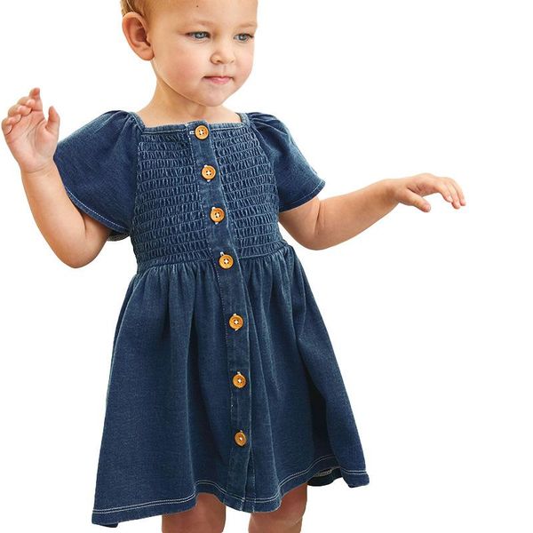 girl's dresses 2021 summer denim dress costume for girl baby clothes with a row of button, Red;yellow
girl's dresses 2021 summer denim dress costume for girl baby clothes with a row of button, Red;yellow