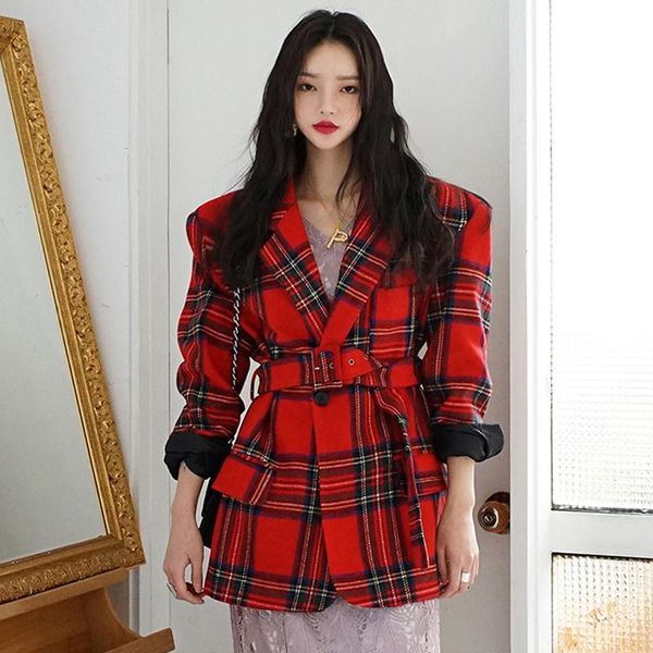 women's suits & blazers korea chic temperament red blazer women autumn 2021 notched plaid loose single button long sleeve suit jacket, White;black
women's suits & blazers korea chic temperament red blazer women autumn 2021 notched plaid loose single button long sleeve suit jacket, White;black