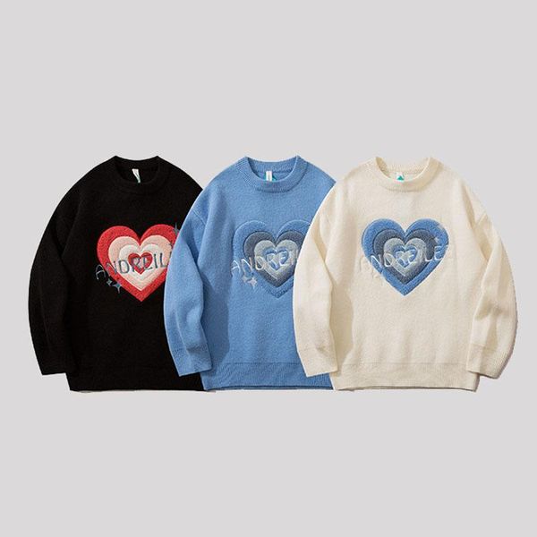 men's sweaters men women heart embroidery flocking loose casual pullover sweater junior students streetwear vintage kintwear, White;black
men's sweaters men women heart embroidery flocking loose casual pullover sweater junior students streetwear vintage kintwear, White;black