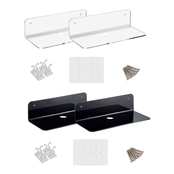 2x multi-functional floating shelves acrylic small wall shelf for home office save space hooks & rails
2x multi-functional floating shelves acrylic small wall shelf for home office save space hooks & rails
