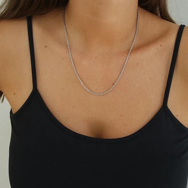 chains 2mm steel color stainless chain necklaces twisted twist necklace fashion jewelry for women, Silver
chains 2mm steel color stainless chain necklaces twisted twist necklace fashion jewelry for women, Silver
