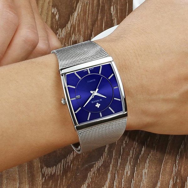 wristwatches wwoor luxury mens rectangle watch fashion sports date quartz slim watches man waterproof steel mesh strap blue clock male xfcs, Slivery;brown
wristwatches wwoor luxury mens rectangle watch fashion sports date quartz slim watches man waterproof steel mesh strap blue clock male xfcs, Slivery;brown