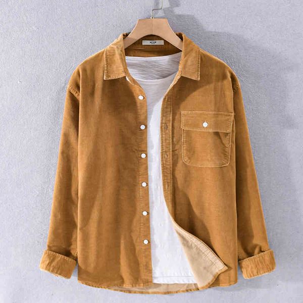 men's t-shirts spring and autumn corduroy long-sleeved japanese retro solid shirts for simple comfortable shirt men chemise zxzj, White;black
men's t-shirts spring and autumn corduroy long-sleeved japanese retro solid shirts for simple comfortable shirt men chemise zxzj, White;black