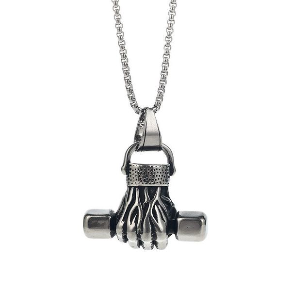 pendant necklaces personality creative titanium steel necklace does not fade fitness fist dumbbell sports punk hip hop power jewelry trend, Silver
pendant necklaces personality creative titanium steel necklace does not fade fitness fist dumbbell sports punk hip hop power jewelry trend, Silver