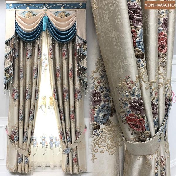 curtain & drapes custom high-class villa living room american jacquard beige yellow cloth blackout valance tulle drape c809
curtain & drapes custom high-class villa living room american jacquard beige yellow cloth blackout valance tulle drape c809
