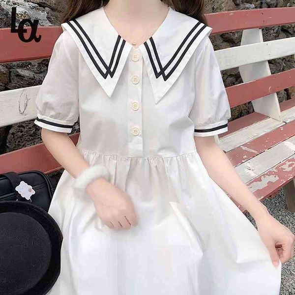 harajuku women summer solid japanese preppy style a-line dress short sleeve navy sailor collar lolita botton 210519, Black;gray
harajuku women summer solid japanese preppy style a-line dress short sleeve navy sailor collar lolita botton 210519, Black;gray