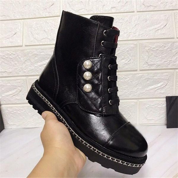 boots chain trimmed women ankle thick sole pearl decor short booties genuine leather botas mujer autumn winter flat boot, Black
boots chain trimmed women ankle thick sole pearl decor short booties genuine leather botas mujer autumn winter flat boot, Black