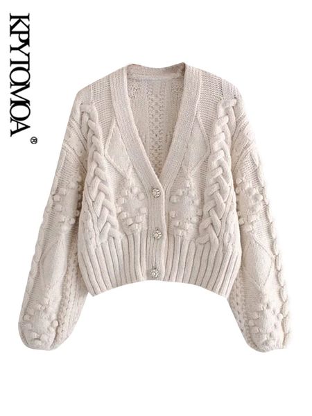 kpytomoa women 2021 fashion pompom appliques cropped knitted cardigan sweater vintage long sleeve female outerwear chic, Black
kpytomoa women 2021 fashion pompom appliques cropped knitted cardigan sweater vintage long sleeve female outerwear chic, Black