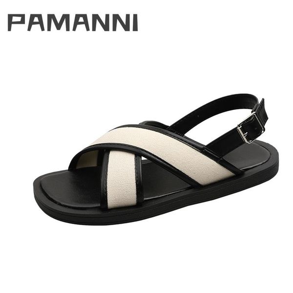 sandals pamanni women's t-tied back strap female sandal buckle mixed colors casual ladies concise cloth upper flats, Black
sandals pamanni women's t-tied back strap female sandal buckle mixed colors casual ladies concise cloth upper flats, Black