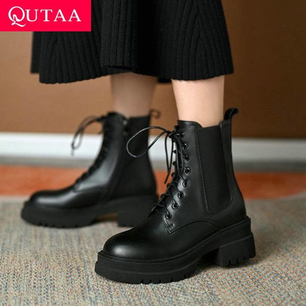 boots qutaa 2022 women ankle square med heel black genuine leather winter short lace up zipper shoes size 35-39
boots qutaa 2022 women ankle square med heel black genuine leather winter short lace up zipper shoes size 35-39