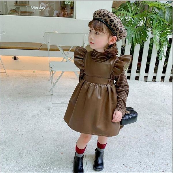 leather girl dresses sets summer knitted sweater and ruffles sleeved slim solid children clothing suits quality, White
leather girl dresses sets summer knitted sweater and ruffles sleeved slim solid children clothing suits quality, White