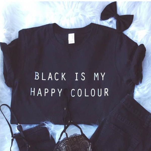 women's t-shirt black is my happy colour tshirt women harajuku tumblr hipster shirt summer aesthetic clothing ladies causal tees, White
women's t-shirt black is my happy colour tshirt women harajuku tumblr hipster shirt summer aesthetic clothing ladies causal tees, White