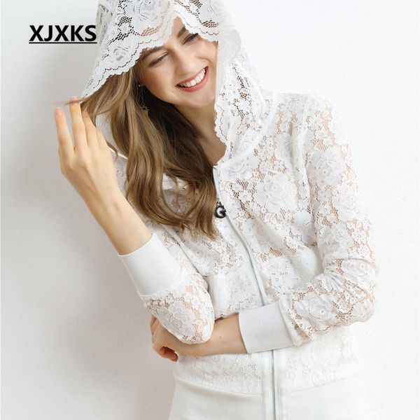 women's jackets xjxks high-end lace fashion hooded women spring coat 2021 style zipper cardigan thin jacket, Black;brown
women's jackets xjxks high-end lace fashion hooded women spring coat 2021 style zipper cardigan thin jacket, Black;brown