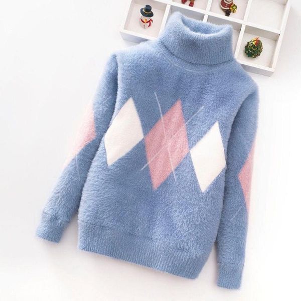 pullover children plaid candy color kid high collar girls sweater wintercoat underwear baby 100-150 students, Blue
pullover children plaid candy color kid high collar girls sweater wintercoat underwear baby 100-150 students, Blue