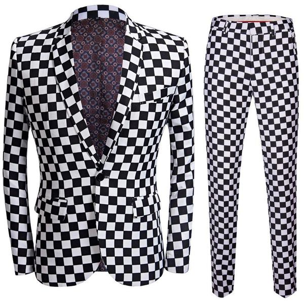 black-white grids men suit wedding england printed blazers pants slim fit 2 pcs suits set male costume garcon mariage body men's, White;black
black-white grids men suit wedding england printed blazers pants slim fit 2 pcs suits set male costume garcon mariage body men's, White;black