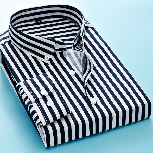 men's casual shirts 2021 autumn men black striped long sleeve fashion mens slim fit shirt man business social dress koszula, White;black
men's casual shirts 2021 autumn men black striped long sleeve fashion mens slim fit shirt man business social dress koszula, White;black