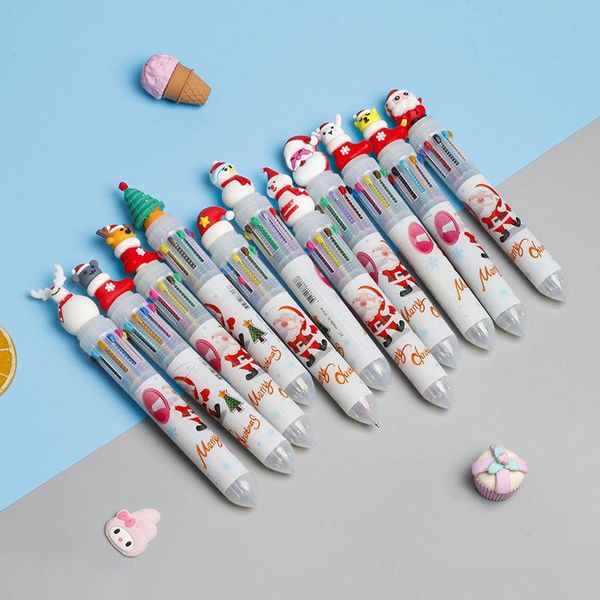 ballpoint pens 0.5mm cartoon christmas 10 colors push multicolor ball pen for school student stationery office supplies 1 piece, Blue;orange 
ballpoint pens 0.5mm cartoon christmas 10 colors push multicolor ball pen for school student stationery office supplies 1 piece, Blue;orange