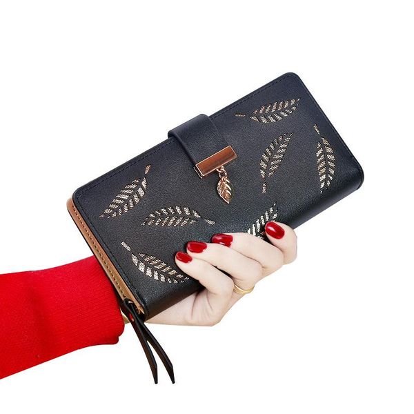wallets ladies wallet hollow leaf korean version two fold zipper long card bag clutch, Red;black
wallets ladies wallet hollow leaf korean version two fold zipper long card bag clutch, Red;black
