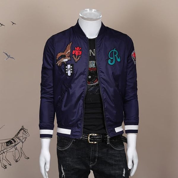 men's jackets polyester society youth spring embroidered jacket stand collar shirt slim thin, Black;brown
men's jackets polyester society youth spring embroidered jacket stand collar shirt slim thin, Black;brown