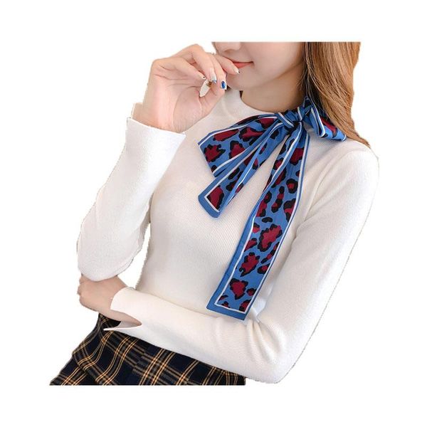 women's sweaters bottoming shirt in the fall winter with 2021 bow tie scarf slim solid color sweater long-sleeved a685, White;black
women's sweaters bottoming shirt in the fall winter with 2021 bow tie scarf slim solid color sweater long-sleeved a685, White;black