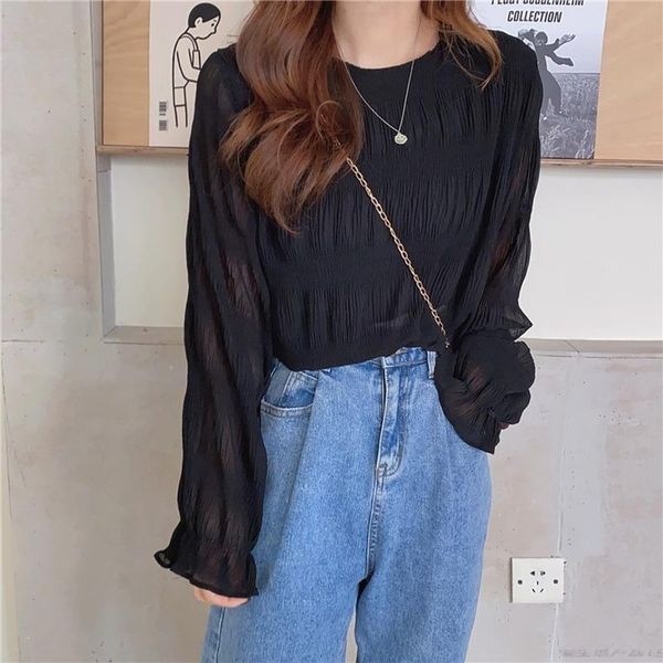 women's t-shirt autumn style korean o-neck long-sleeved elegant this pleated ladies pure color casual fashion y2k aesthetic, White
women's t-shirt autumn style korean o-neck long-sleeved elegant this pleated ladies pure color casual fashion y2k aesthetic, White