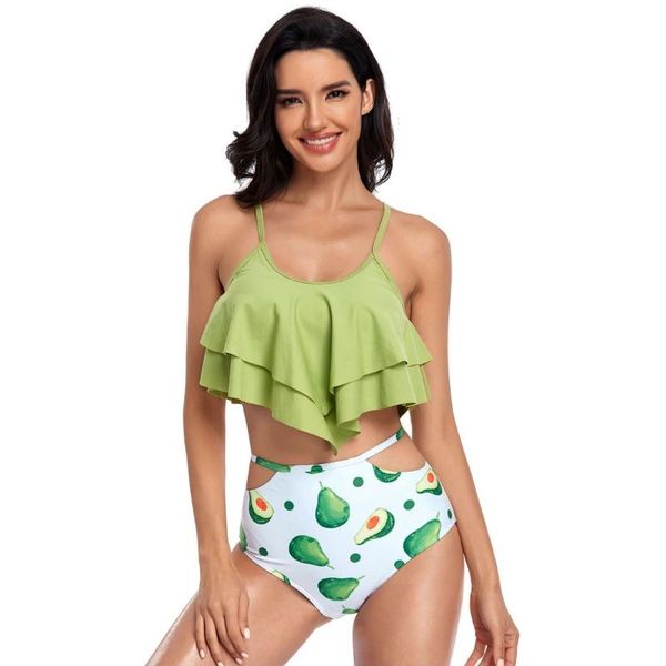 women's swimwear 2021 swimsuit women double lotus leaf tankini high waist bikini european and american plus size, White;black
women's swimwear 2021 swimsuit women double lotus leaf tankini high waist bikini european and american plus size, White;black