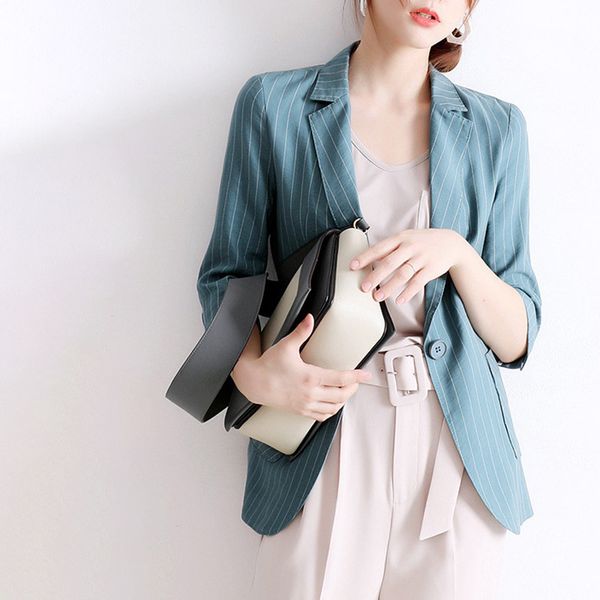 spring elegant office lady silm blazers fashion fresh turquoise striped women coats casual loose soft woman jacket 210525, White;black
spring elegant office lady silm blazers fashion fresh turquoise striped women coats casual loose soft woman jacket 210525, White;black