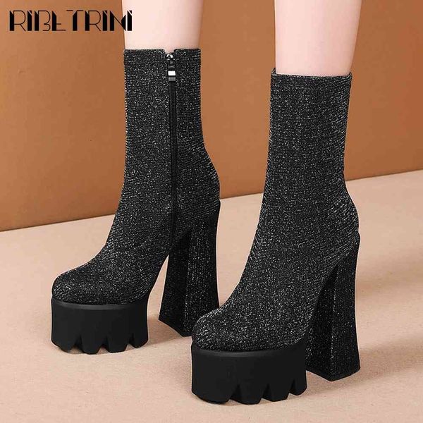 boots girl block heel zipper flock shoes platform ankle women arrival casual fashion boots, Black 
boots girl block heel zipper flock shoes platform ankle women arrival casual fashion boots, Black