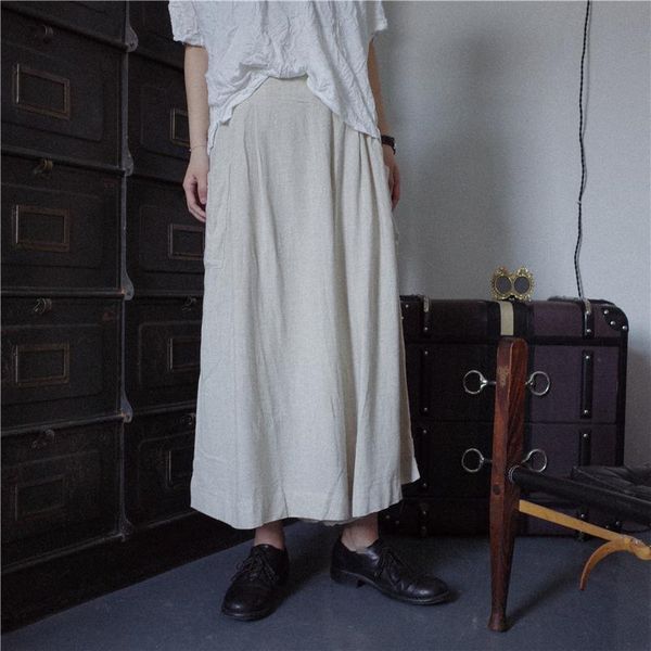 men's pants 2021 summer style asymmetric cotton and linen wide leg skirt, Black
men's pants 2021 summer style asymmetric cotton and linen wide leg skirt, Black