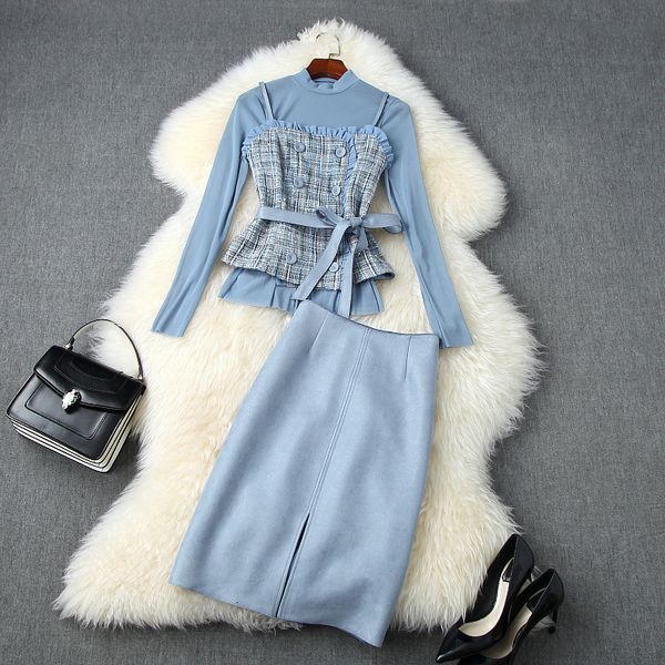 dress european and american women's clothing autumn style long sleeve shirt tweed vest suede skirt fashion suits wp7w, White
dress european and american women's clothing autumn style long sleeve shirt tweed vest suede skirt fashion suits wp7w, White