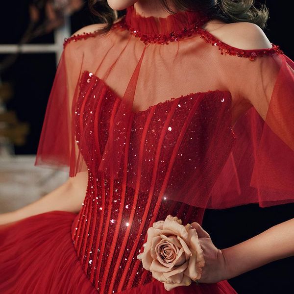 ethnic clothing bride's mesh patchwork wedding party gown qipao dress sequins elegant pleated ball exquisite vestidos de festa, Red
ethnic clothing bride's mesh patchwork wedding party gown qipao dress sequins elegant pleated ball exquisite vestidos de festa, Red