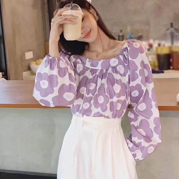 women's blouses & shirts women printed sweet square collar chiffon shirt long sleeve casual loose, White
women's blouses & shirts women printed sweet square collar chiffon shirt long sleeve casual loose, White