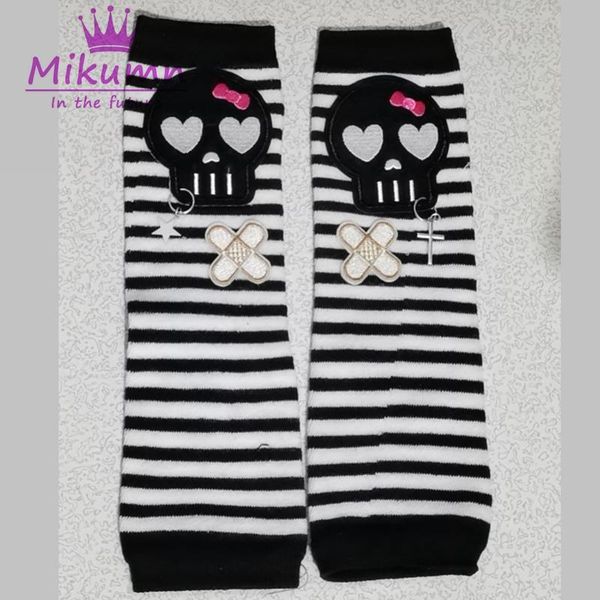 five fingers gloves harajuku punk women long fingerless gothic fashion skull striped arm warmer knitted mittens, Blue;gray
five fingers gloves harajuku punk women long fingerless gothic fashion skull striped arm warmer knitted mittens, Blue;gray