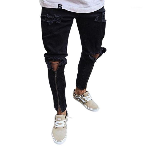men's jeans mens pants slim fit knee ripped men clothing casual pant solid zipper skinny distressed trousers plus size denim, Blue
men's jeans mens pants slim fit knee ripped men clothing casual pant solid zipper skinny distressed trousers plus size denim, Blue